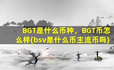 BGT是什么币种，BGT币怎么样(bsv是什么币主流币吗)
