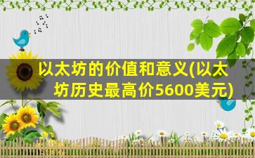 以太坊的价值和意义(以太坊历史最高价5600美元)