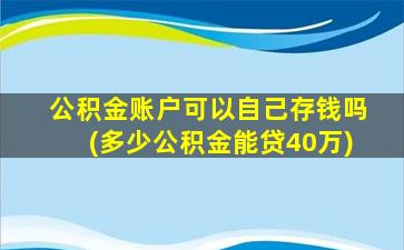 公积金账户可以自己存钱吗(多少公积金能贷40万)