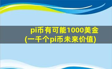 pi币有可能1000美金(一千个pi币未来价值)