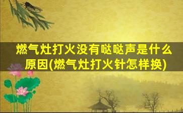 燃气灶打火没有哒哒声是什么原因(燃气灶打火针怎样换)