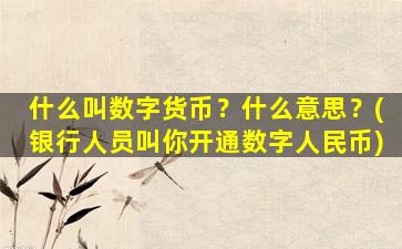 什么叫数字货币？什么意思？(银行人员叫你开通数字人民币)