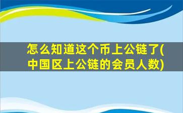 怎么知道这个币上公链了(中国区上公链的会员人数)
