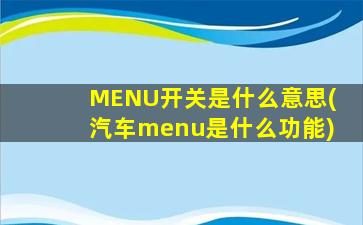 MENU开关是什么意思(汽车menu是什么功能)