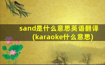 sand是什么意思英语翻译(karaoke什么意思)