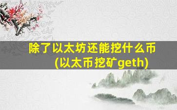 除了以太坊还能挖什么币(以太币挖矿geth)