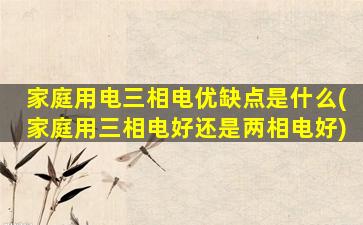 家庭用电三相电优缺点是什么(家庭用三相电好还是两相电好)