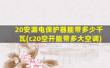 20安漏电保护器能带多少千瓦(c20空开能带多大空调)