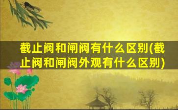 截止阀和闸阀有什么区别(截止阀和闸阀外观有什么区别)