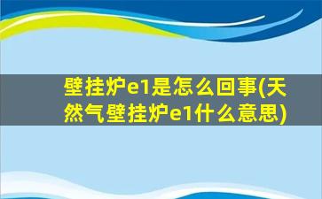 壁挂炉e1是怎么回事(天然气壁挂炉e1什么意思)