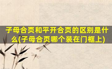 子母合页和平开合页的区别是什么(子母合页哪个装在门框上)