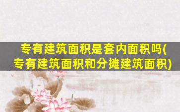 专有建筑面积是套内面积吗(专有建筑面积和分摊建筑面积)