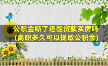 公积金断了还能贷款买房吗(离职多久可以提取公积金)