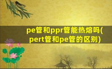 pe管和ppr管能热熔吗(pert管和pe管的区别)