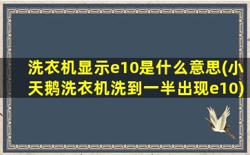 洗衣机显示e10是什么意思(小天鹅洗衣机洗到一半出现e10)