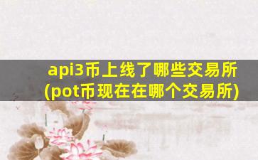 api3币上线了哪些交易所(pot币现在在哪个交易所)
