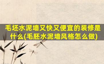 毛坯水泥墙又快又便宜的装修是什么(毛胚水泥墙风格怎么做)
