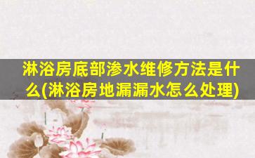 淋浴房底部渗水维修方法是什么(淋浴房地漏漏水怎么处理)