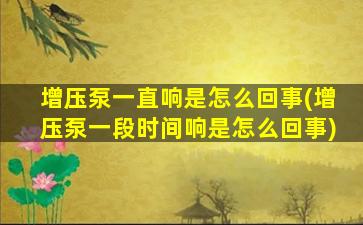 增压泵一直响是怎么回事(增压泵一段时间响是怎么回事)