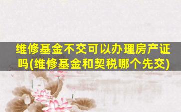 维修基金不交可以办理房产证吗(维修基金和契税哪个先交)