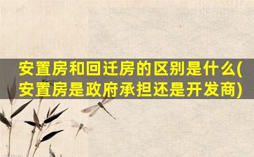 安置房和回迁房的区别是什么(安置房是政府承担还是开发商)
