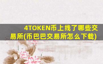 4TOKEN币上线了哪些交易所(币巴巴交易所怎么下载)