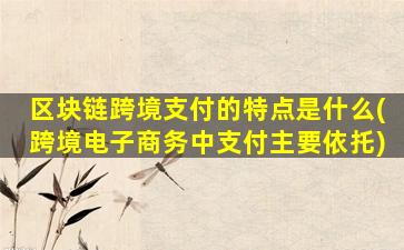 区块链跨境支付的特点是什么(跨境电子商务中支付主要依托)
