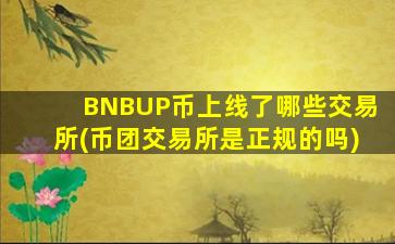BNBUP币上线了哪些交易所(币团交易所是正规的吗)
