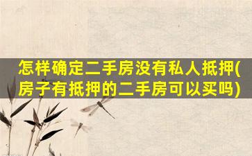 怎样确定二手房没有私人抵押(房子有抵押的二手房可以买吗)