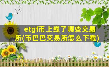 etgf币上线了哪些交易所(币巴巴交易所怎么下载)