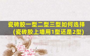 瓷砖胶一型二型三型如何选择(瓷砖胶上墙用1型还是2型)
