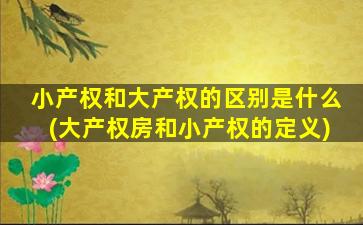 小产权和大产权的区别是什么(大产权房和小产权的定义)