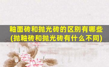 釉面砖和抛光砖的区别有哪些(抛釉砖和抛光砖有什么不同)