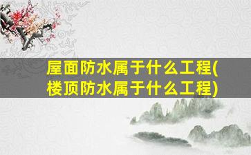 屋面防水属于什么工程(楼顶防水属于什么工程)
