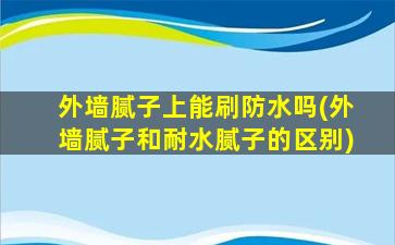 外墙腻子上能刷防水吗(外墙腻子和耐水腻子的区别)