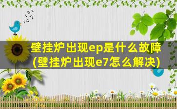 壁挂炉出现ep是什么故障(壁挂炉出现e7怎么解决)