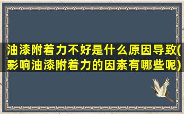 油漆附着力不好是什么原因导致(影响油漆附着力的因素有哪些呢)