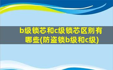 b级锁芯和c级锁芯区别有哪些(防盗锁b级和c级)