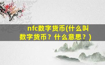nfc数字货币(什么叫数字货币？什么意思？)