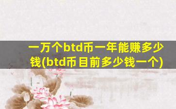 一万个btd币一年能赚多少钱(btd币目前多少钱一个)