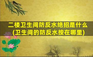 二楼卫生间防反水绝招是什么(卫生间的防反水按在哪里)