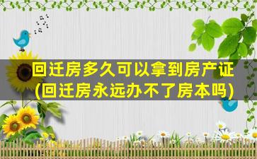 回迁房多久可以拿到房产证(回迁房永远办不了房本吗)