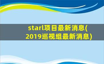 starl项目最新消息(2019巡视组最新消息)