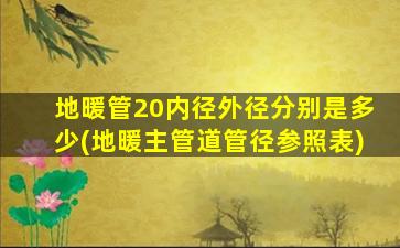 地暖管20内径外径分别是多少(地暖主管道管径参照表)