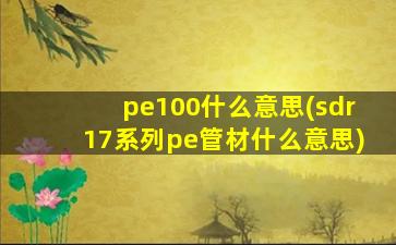 pe100什么意思(sdr17系列pe管材什么意思)