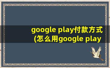 google play付款方式(怎么用google play支付)