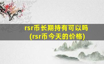 rsr币长期持有可以吗(rsr币今天的价格)