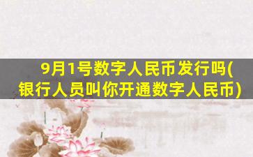 9月1号数字人民币发行吗(银行人员叫你开通数字人民币)