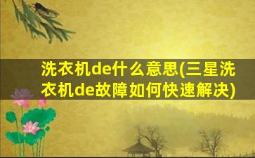 洗衣机de什么意思(三星洗衣机de故障如何快速解决)