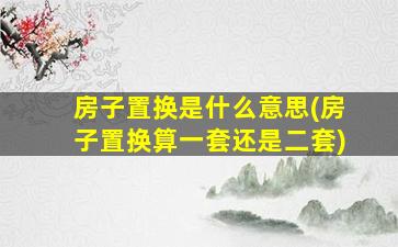 房子置换是什么意思(房子置换算一套还是二套)